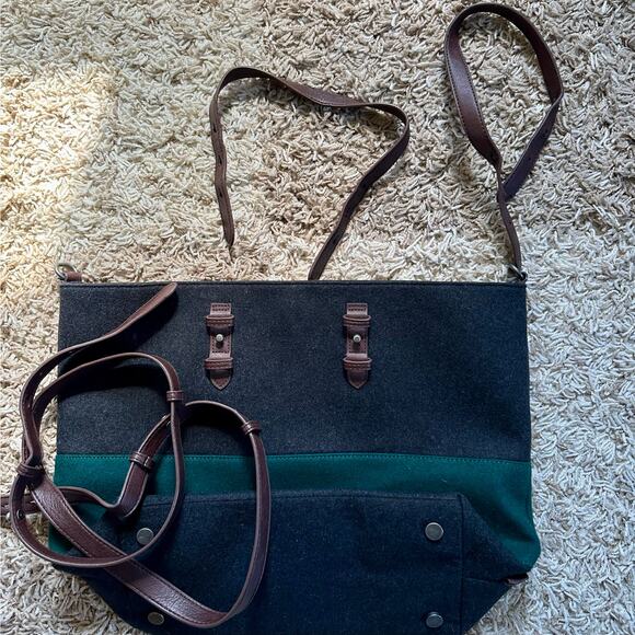 Levi’s Wool Green Gray Tote Bag Handbag Shoulder Bag Women’s - Picture 5 of 9